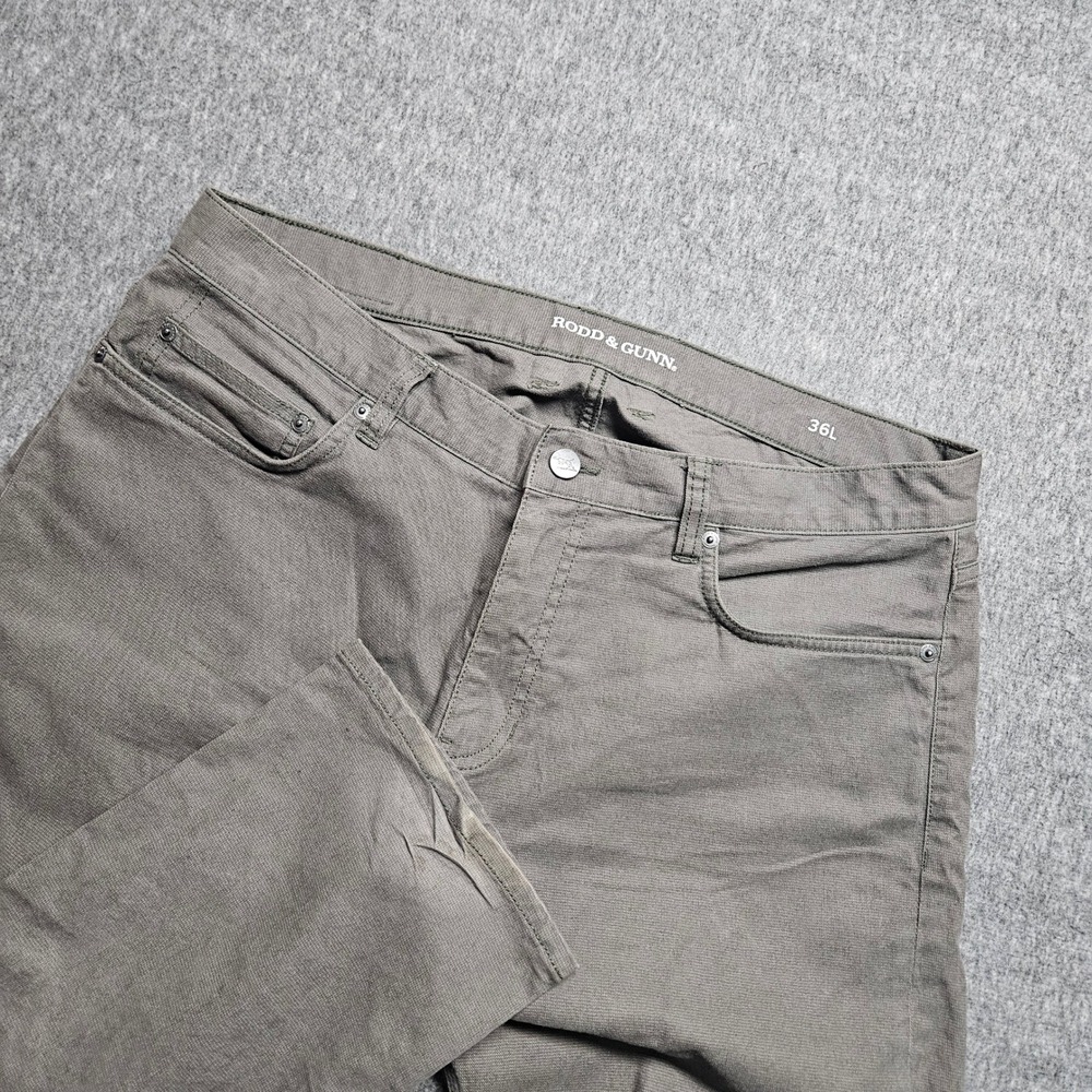 Rodd & Gunn Pants Mens 36L Olive Straight Fit Italian Cotton Stretch VJ0360